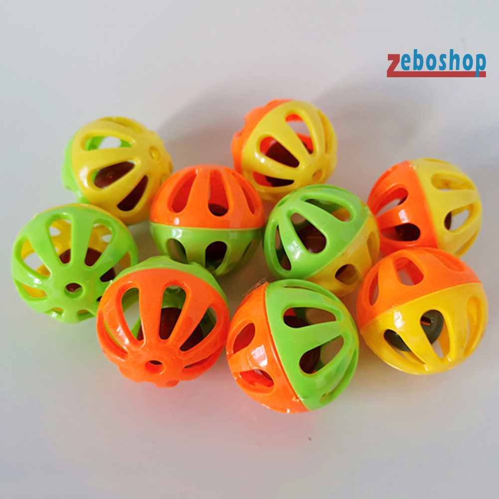 Set 10 Quả Bóng Nhựa Rỗng Có Chuông Tập Tương Tác Vui Nhộn Cho Mèo