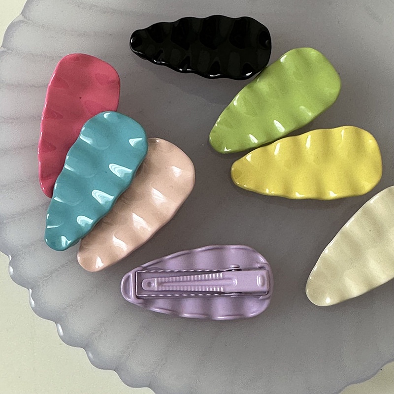Kẹp Tóc Kim Loại Hình Bầu Dục Màu Kẹo Ngọt Phong Cách Mới Cho Nữ