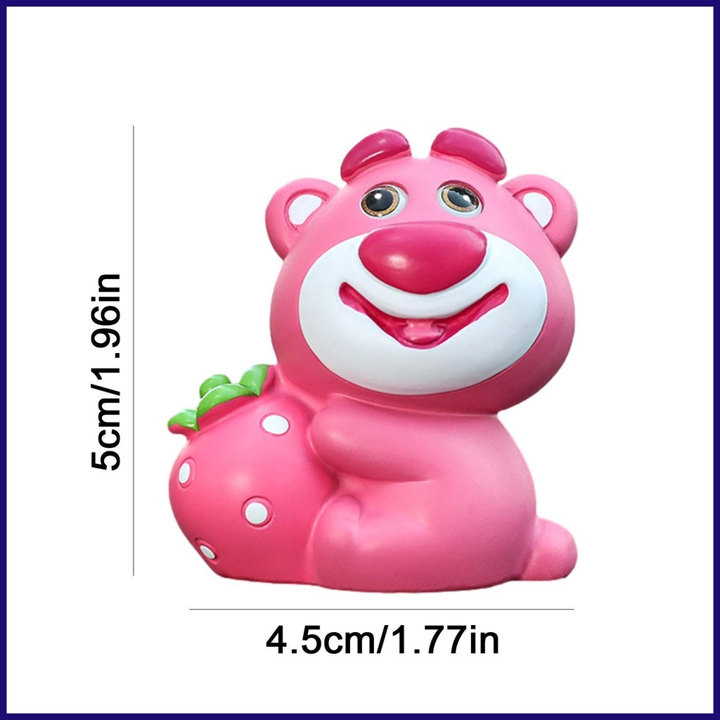 Mô Hình Đồ Chơi Chú Gấu Dâu Tây Hoạt Hình Bằng Nhựa Resin Để Bàn Trang Trí Xe Hơi