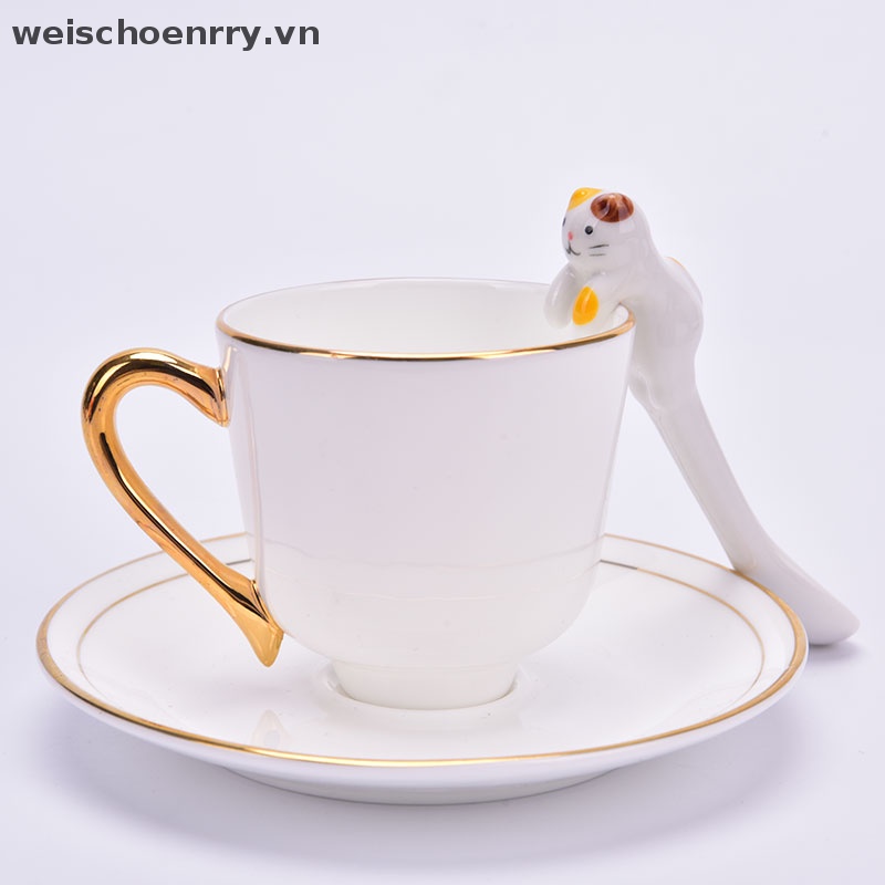 1 Muỗng Cà Phê Bằng Sứ Hình Mèo Dễ Thương
