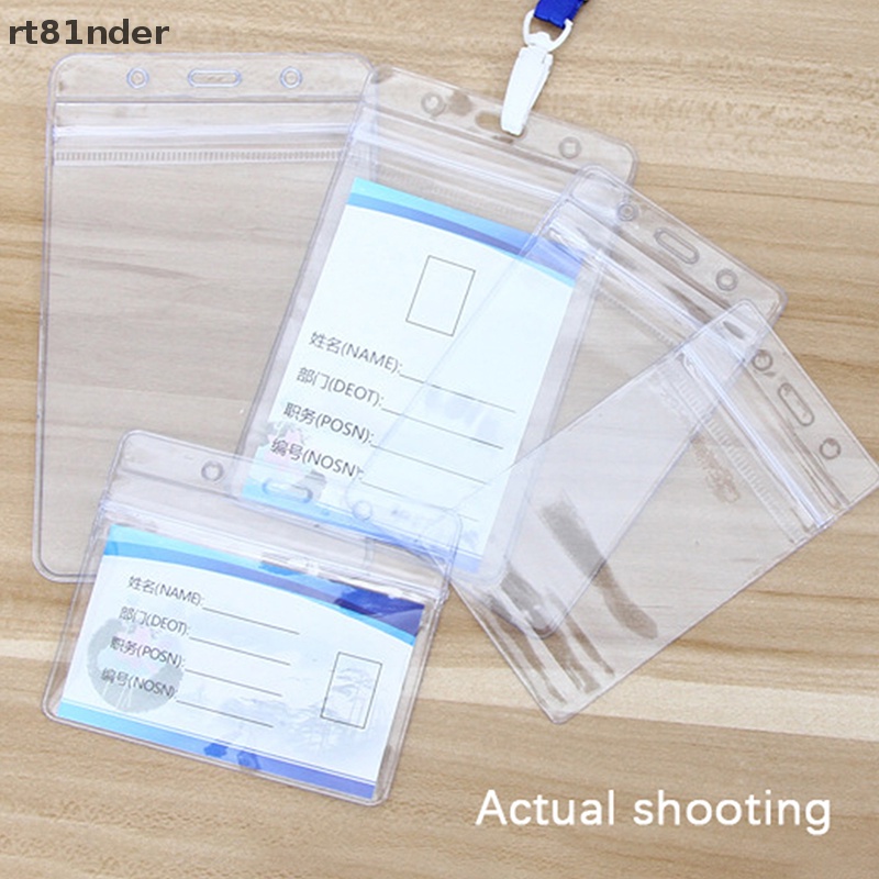 Rt Set 10 Túi Đựng Thẻ ID / Thẻ ID Đeo Trước Ngực Mềm Bóng Trong Suốt Chống Nước Chống Trộm Bền Bỉ