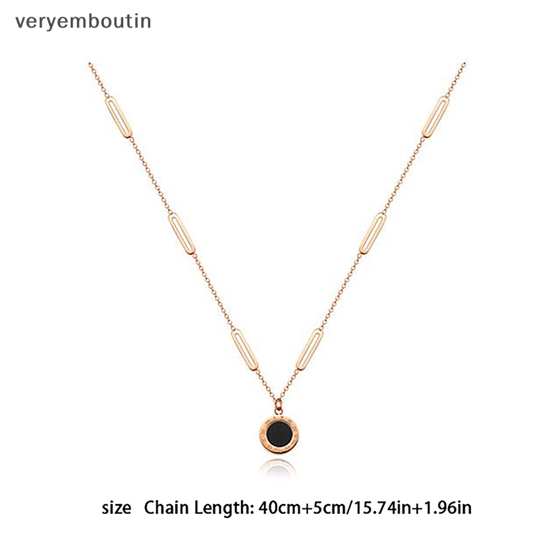 Vòng cổ Hai Mặt Hình Tròn Bằng Thép Titan Màu Trắng Đen Thời Trang Cho Nữ