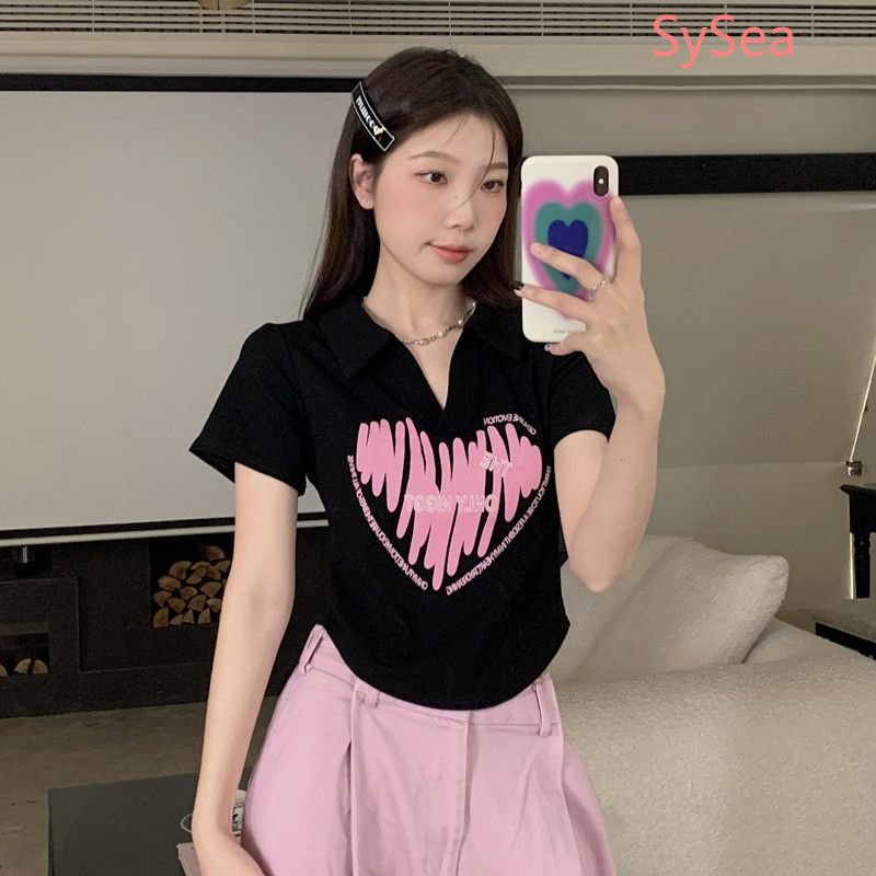 Áo Sơ Mi Cổ Polo Kiểu Hàn Quốc Thiết Kế Bất Đối Xứng Thời Trang Cho Nữ