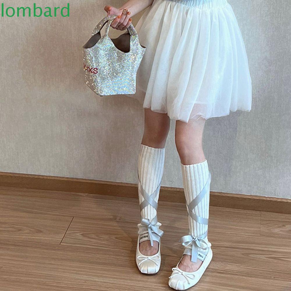 Lombard Găng Ống Chân Giữ Ấm Bằng Cotton Thắt Nơ Phong Cách Lolita Đơn Giản Đáng Yêu Thời Trang
