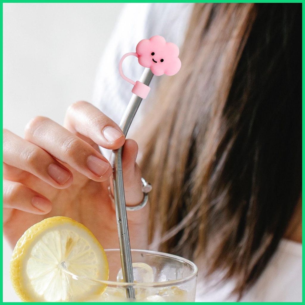 Nắp Đậy Ống Hút Bằng Silicone Tái Sử Dụng Được Hình Đám Mây Kích Thước 6-8mm