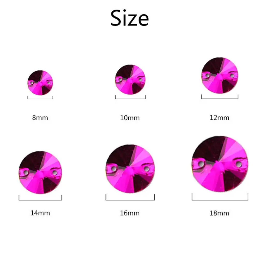 Nút Tròn Pha Lê Rivoli Thời Trang 12mm / 14mm May Giày / Túi Xách