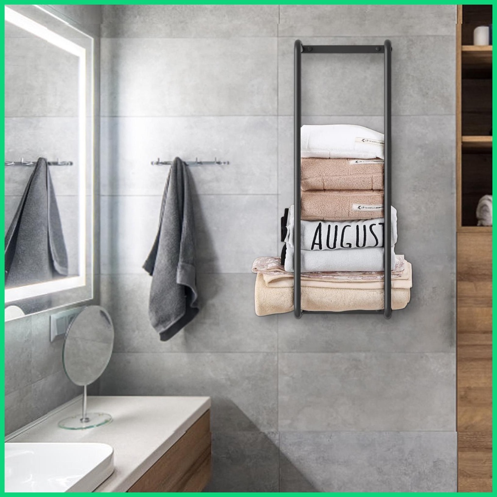 Giá Treo Khăn Tắm Gắn Tường Bằng Thép Không Gỉ Màu Đen