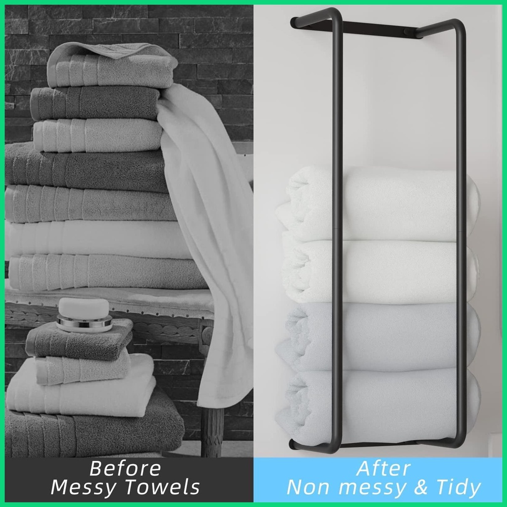 Giá Treo Khăn Tắm Gắn Tường Bằng Thép Không Gỉ Màu Đen