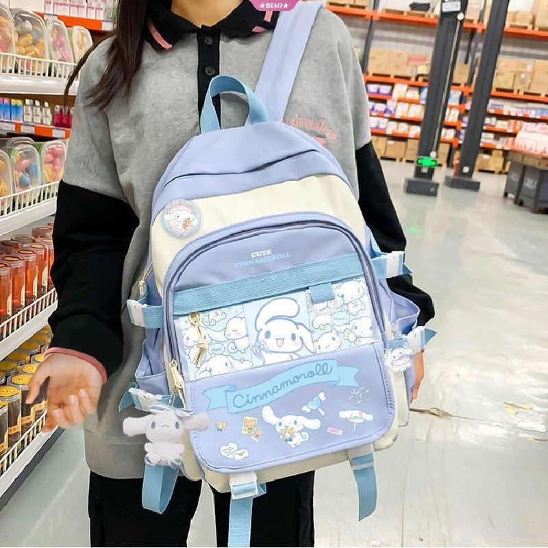SANRIO Mới Balo Đi Học Hình Cinnamoroll Nhồi Bông Màu Xanh Dương Y2k Đáng Yêu Cho Bé
