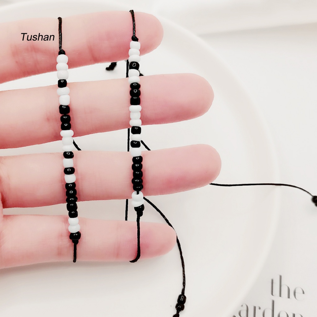 Set 2 Vòng Tay Bện Dây Đính Hạt Chữ I Love You Cho Cặp Đôi