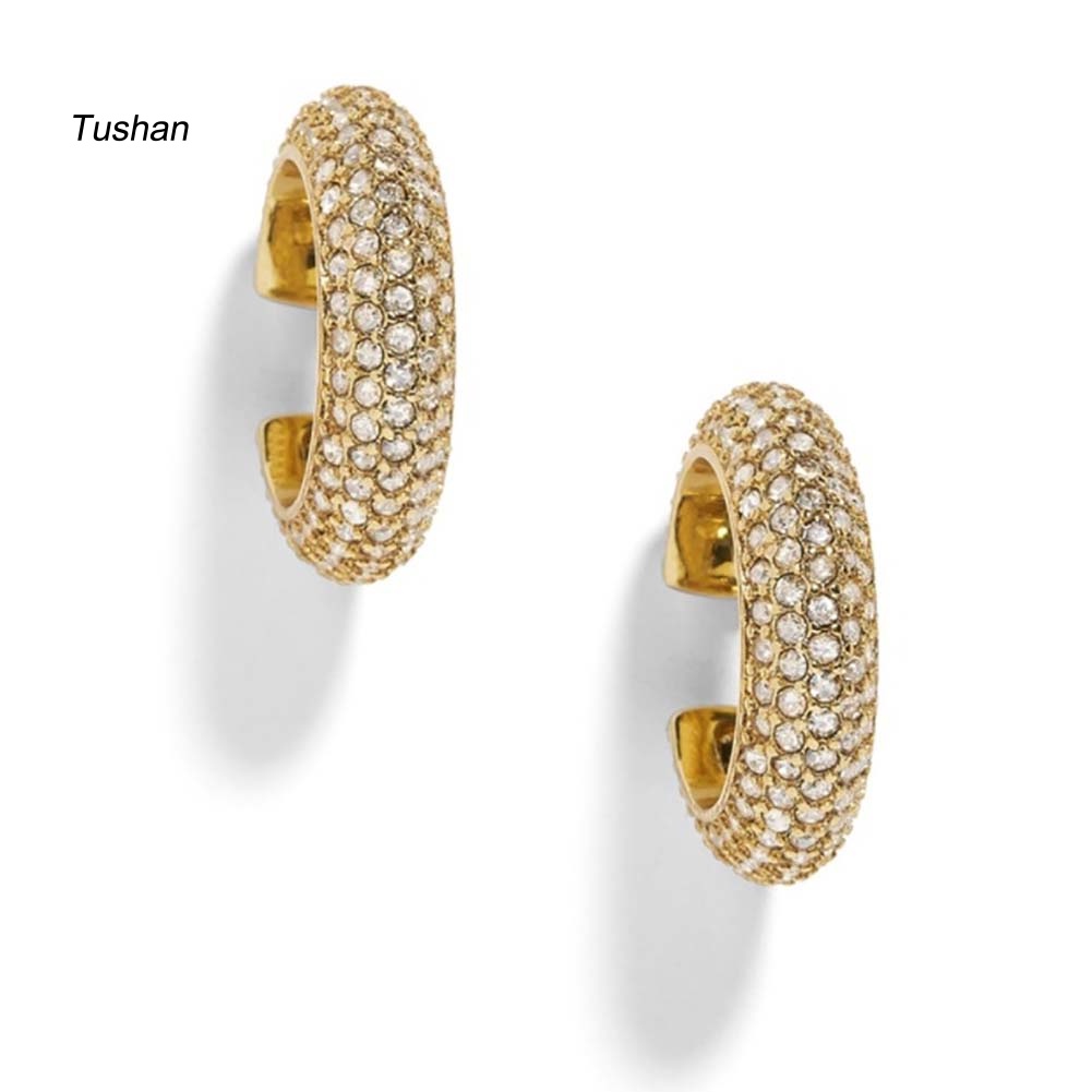 1 Khuyên Kẹp Vành Tai Chữ C Đính Đá Thời Trang