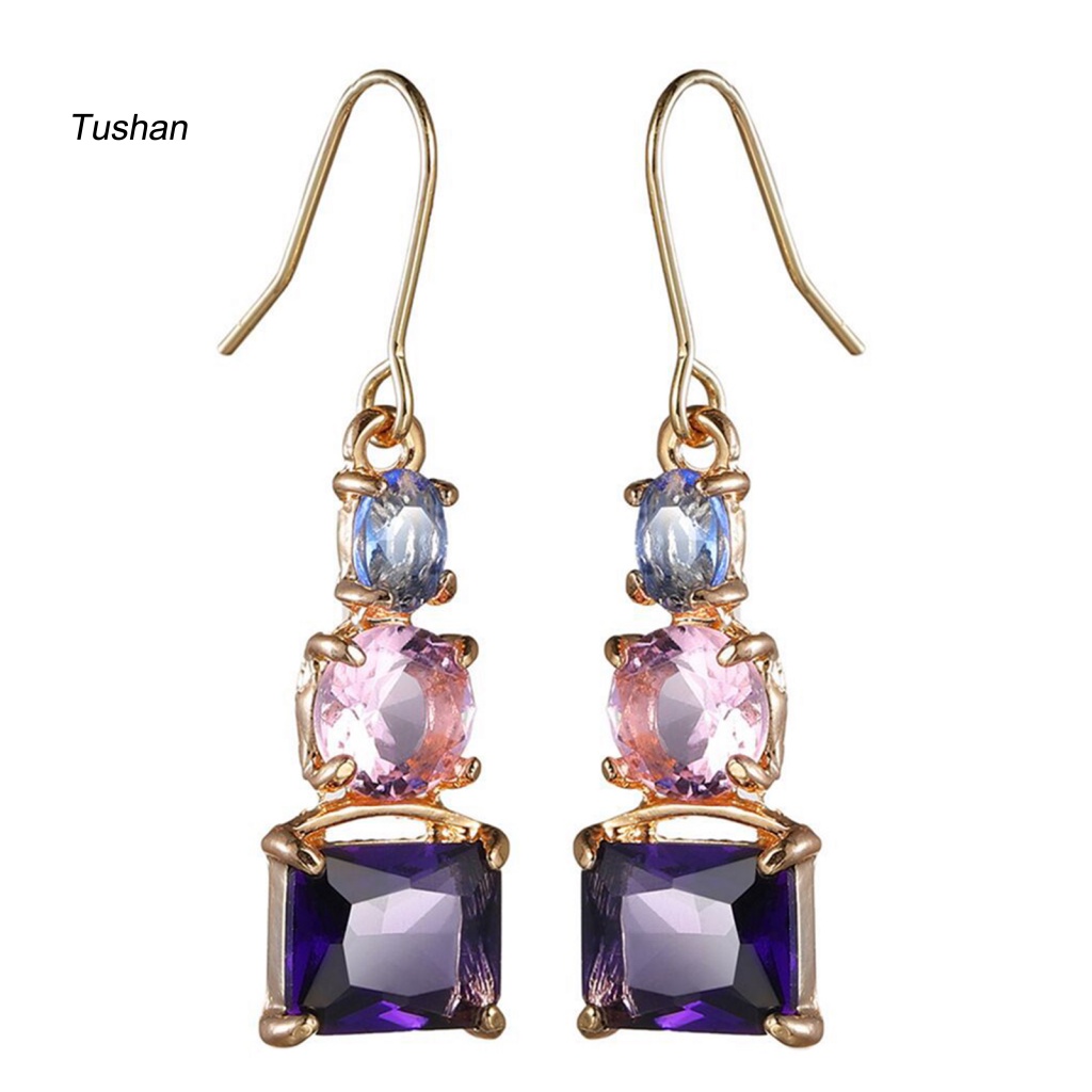 1 Đôi Bông Tai Đính Đá Zircon Nhiều Màu Sắc Trọng Lượng Nhẹ Dễ Phối Đồ Dành Cho Nữ