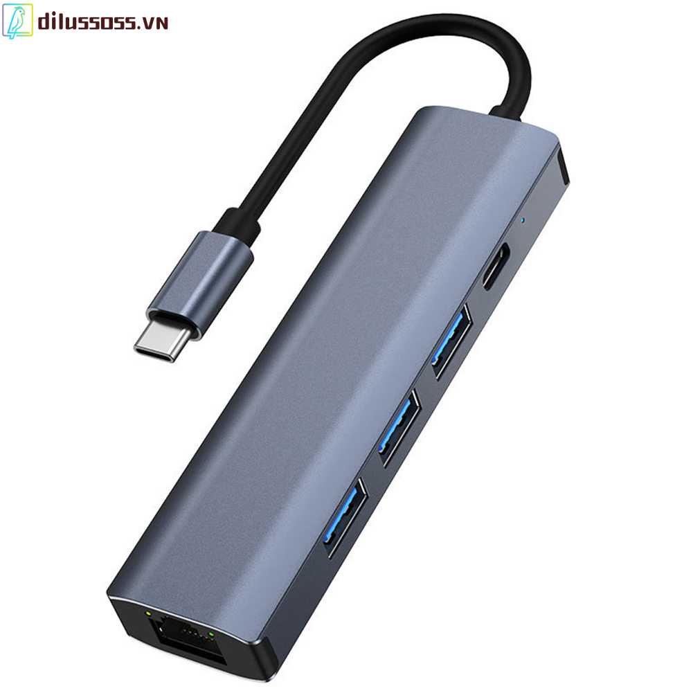 Hub 5 Trong 1 USB C Hub 100W PD 5Gbps Type C Sang USB 3.0 + Phụ Kiện Đi Kèm