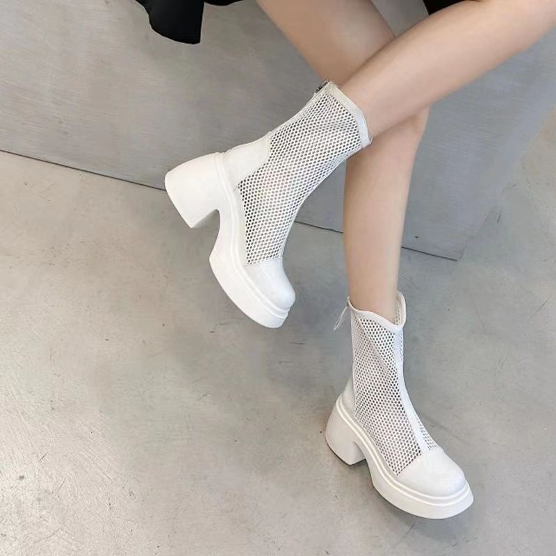 Giày Bốt Cao Gót Mũi Tròn Đế Dày Thời Trang Âu Mỹ Cho Nữ