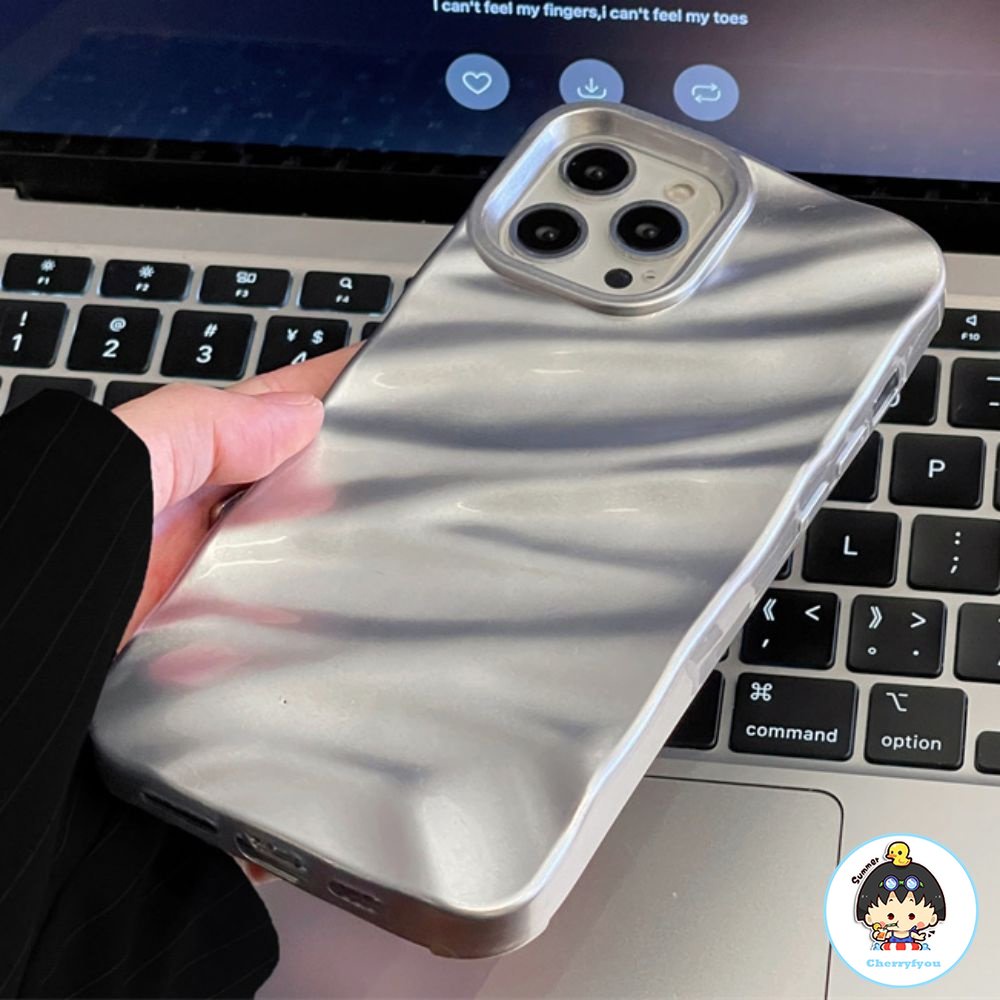 Ốp Điện Thoại TPU Mềm Chống Sốc Họa Tiết Gợn Sóng Màu Bạc Sang Trọng Cho IPhone 11 12 13 14 Pro Max X XS Max 7 8 6 Plus