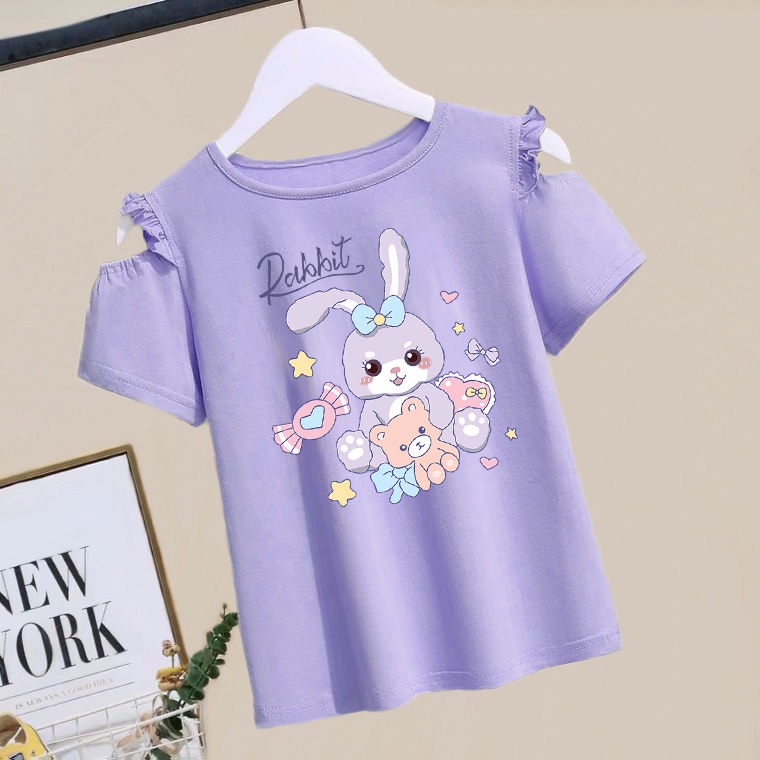 Áo Thun Cotton Mùa Hè Tay Cộc Phong Cách Hàn Quốc Mới 2023 Cho Bé Gái