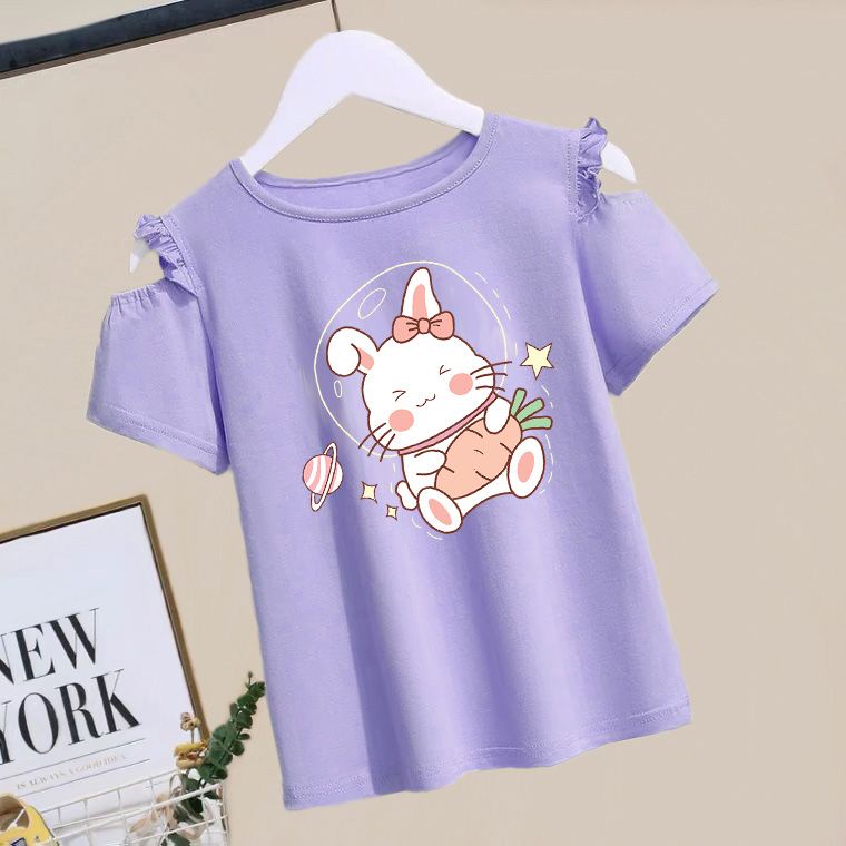 Áo Thun Cotton Mùa Hè Tay Cộc Phong Cách Hàn Quốc Mới 2023 Cho Bé Gái