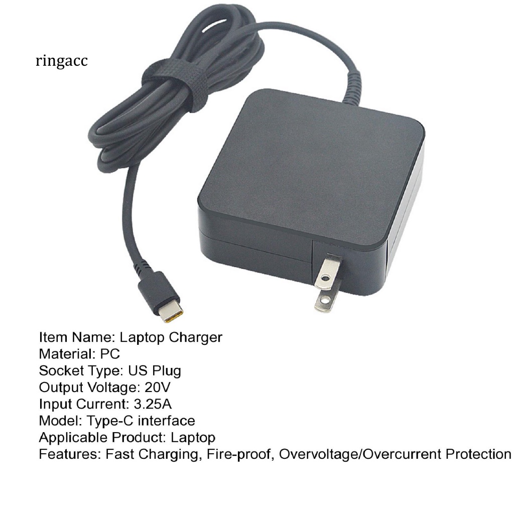 Cục Sạc Nhanh Chống Cháy Nổ Phích Cắm US Type-C Cho Laptop 45W 65W