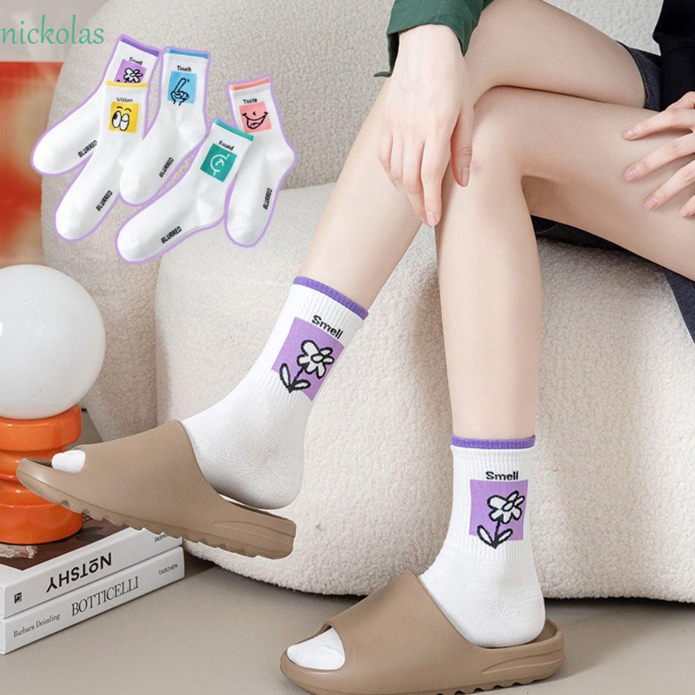 Vớ Cotton Mềm In Hình Biểu Tượng Cảm Xúc Vui Nhộn Thời Trang Đường Phố Cho Nữ
