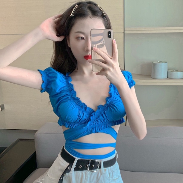 Áo Sơ Mi Tay Ngắn Phồng Ôm Dáng Thời Trang Mùa Hè Dành Cho Nữ