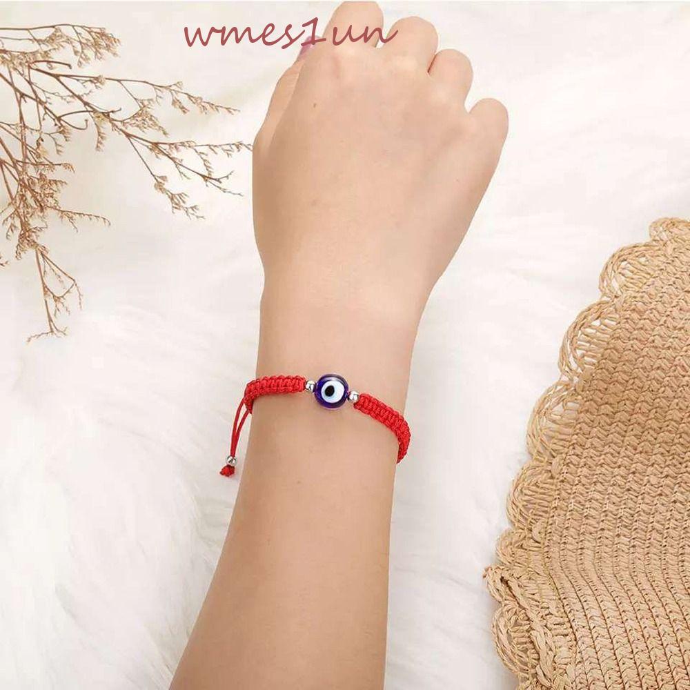 Vòng Tay Dây Bện Gắn Hạt Hình Mắt Quỷ Nhiều Màu Sắc Phong Cách Bohemian Thời Trang WMES15H Cho Nữ