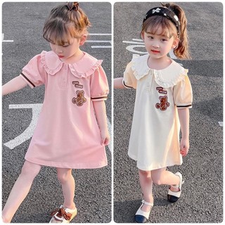 Váy polo hình gấu chất cá sấu dáng xuông