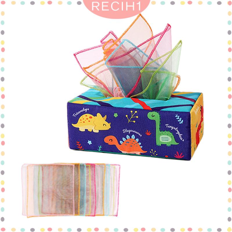 [Recih] Hộp Khăn Giấy Kéo Hoạt Động Phát Triển Kỹ Năng Động Cơ Tốt Hình Vuông Nhiều Màu Sắc Đồ Chơi Thoải Mái Cho Bé