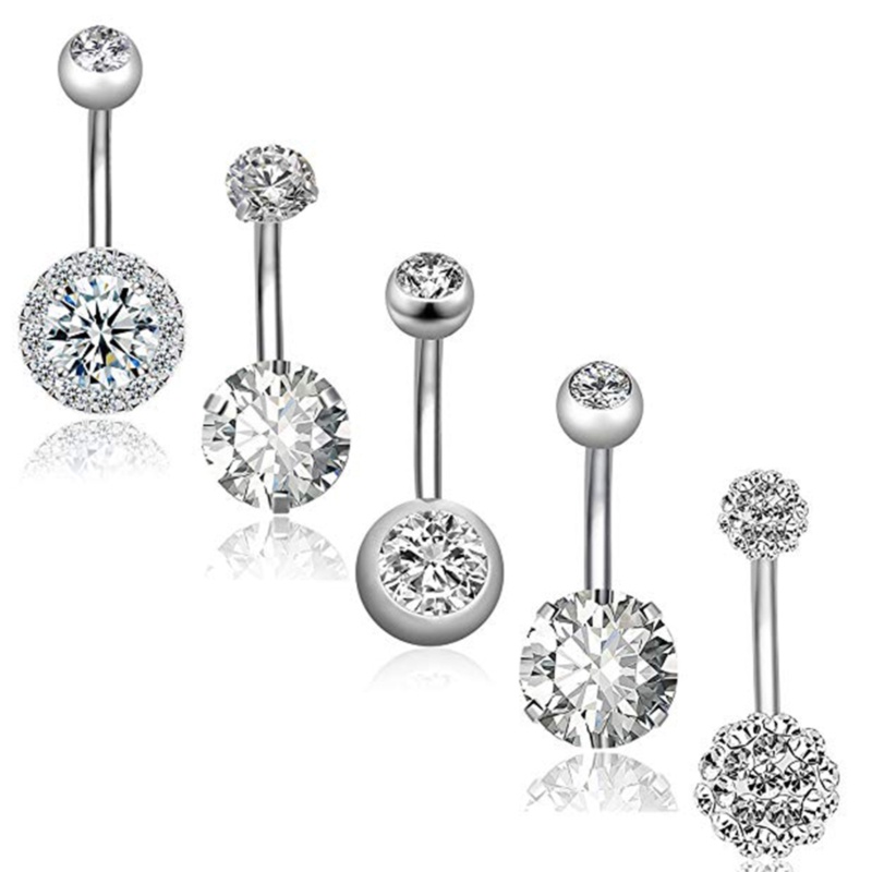 Set 5 Khuyên Rốn Thép Không Gỉ Cá Tính Dành Cho Nữ