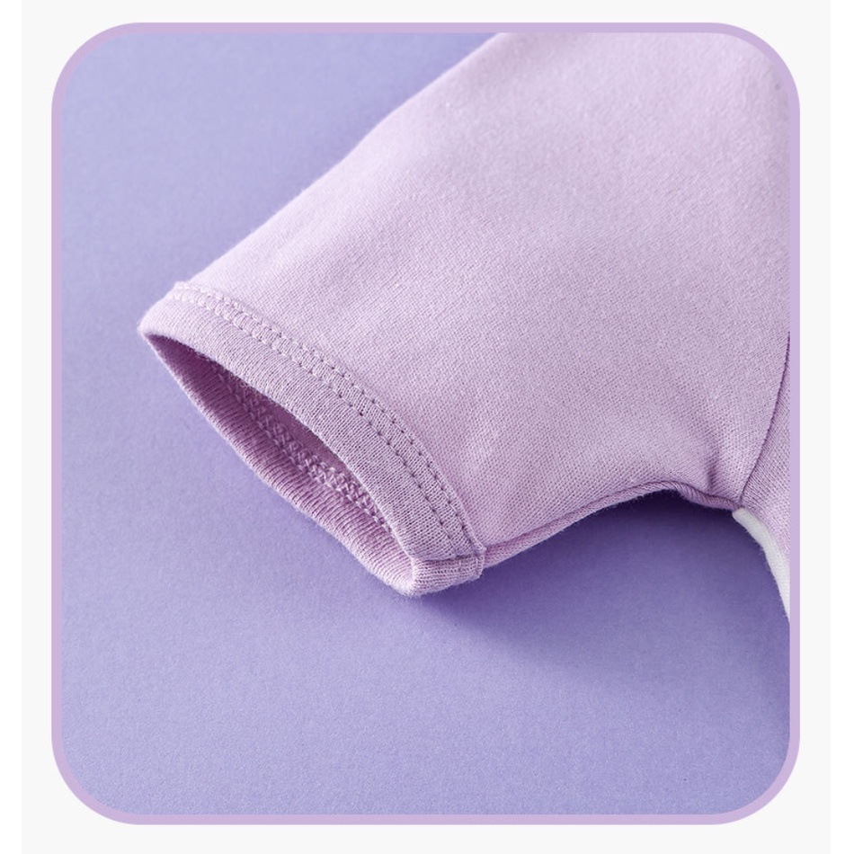 Áo Liền Quần Tay Ngắn Bằng Cotton Màu Tím Dễ Thương Thời Trang Mùa Hè Cho Bé Sơ Sinh 2863