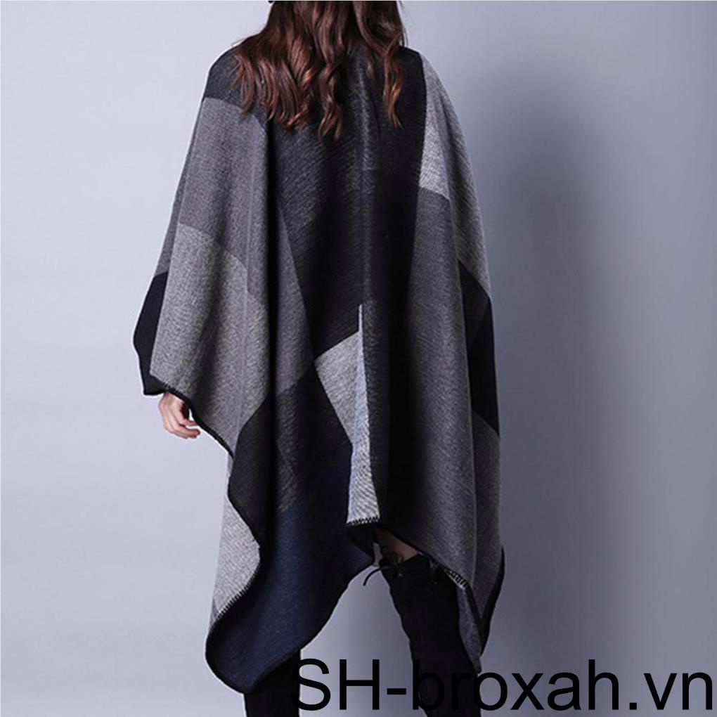 Khăn Choàng Cổ Vải Cashmere Cỡ Lớn Thoáng Khí Họa Tiết Sọc Caro Thời Trang Cho Nữ