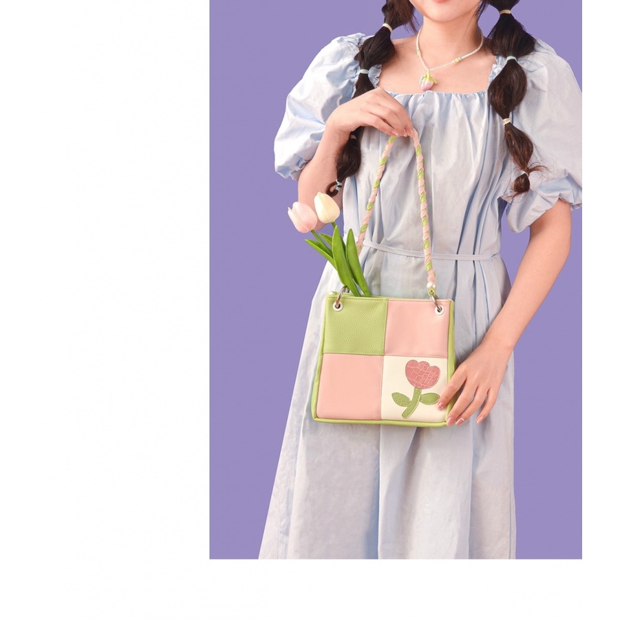 Túi Đeo Vai Hình Vuông Cỡ Nhỏ Màu Kẹo Tương Phản Khóa Nam Châm Thời Trang Nhật Bản Cho Nữ