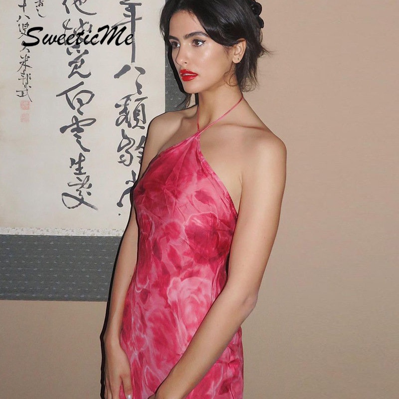 Đầm Dài Hai Dây Hở Lưng Dáng Ôm In Họa Tiết Hoa Thời Trang 2023 Dành Cho Bạn Nữ