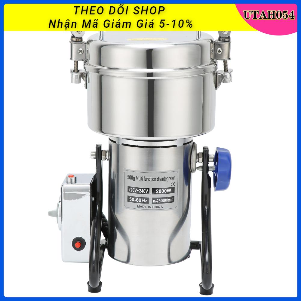 Utah054 2000W Cối Xay Ngũ Cốc Máy Điện Inox Bột Thảo Dược Ngô Mè Đậu Nành Hạt Tiêu Mồi Ăn Phích Cắm Châu Âu 220V