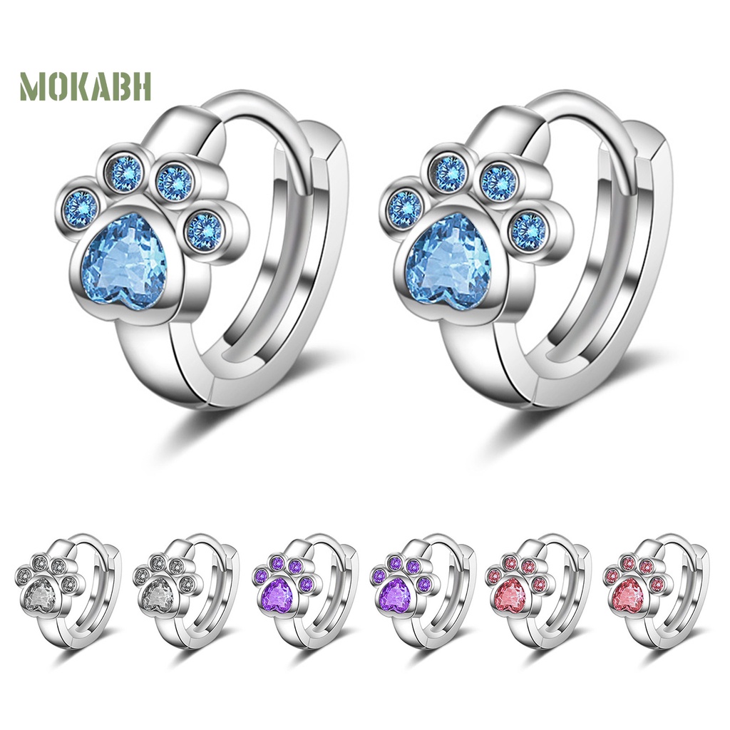 1 Đôi Bông Tai Hình Móng Vuốt Mèo Đính Đá Lấp Lánh Thời Trang