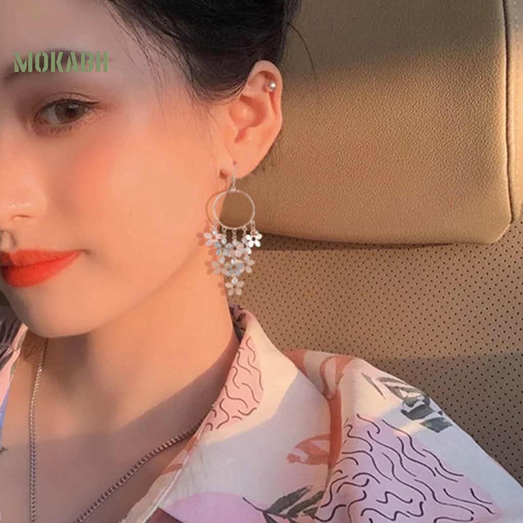 1 Đôi Bông Tai Hình Hoa Đính Đá Zircon Lấp Lánh Phong Cách Bohemian