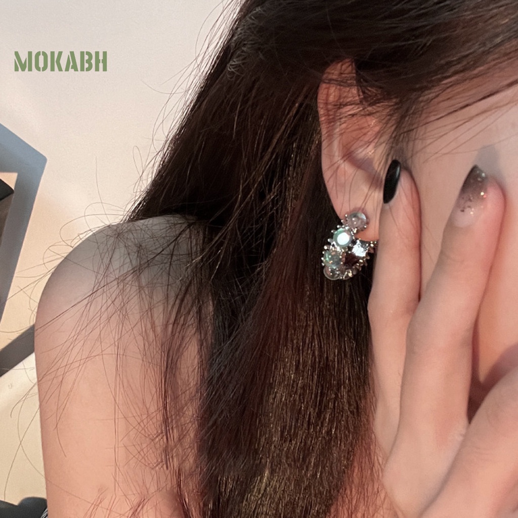 1 Đôi Bông Tai Đính Đá Mặt Trăng Thời Trang Dành Cho Nữ