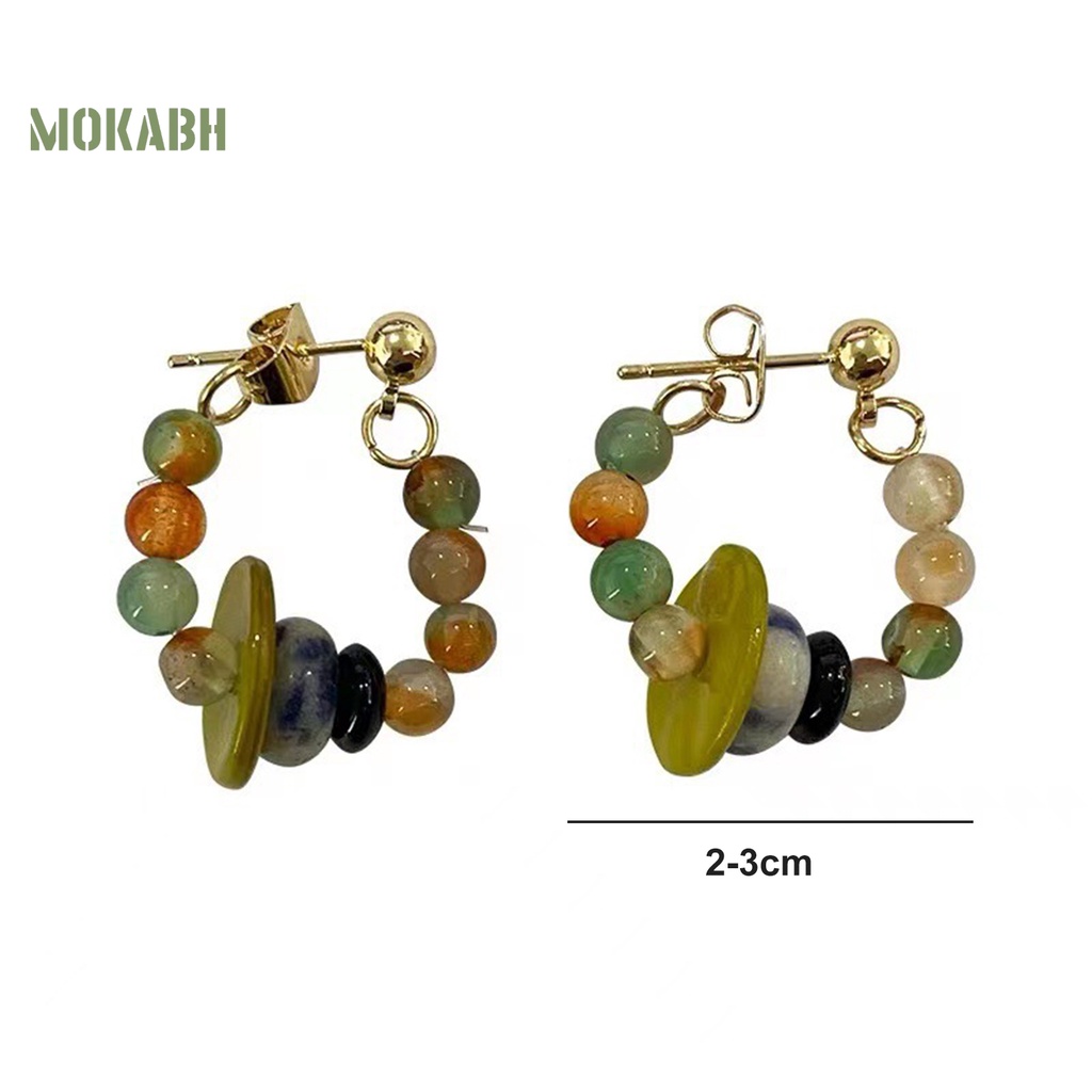 1 Đôi Bông Tai Hợp Kim Đính Hạt Màu Bóng Phong Cách Dân Tộc Vintage Không Gây Dị Ứng Thời Trang