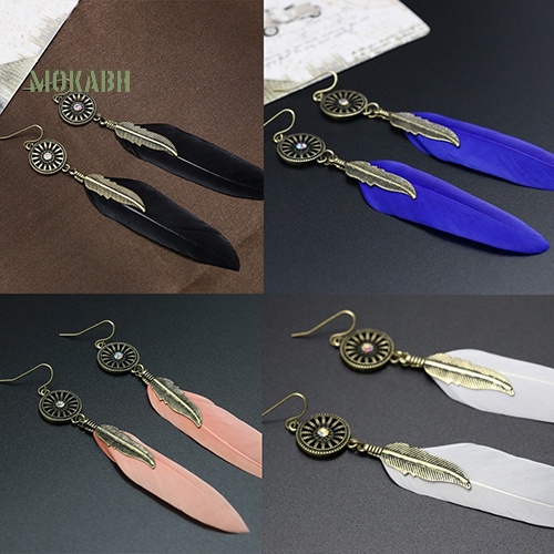 Bông Tai HợP Kim HìNh BáNh Xe ĐíNh Lông Vũ Xinh XắN