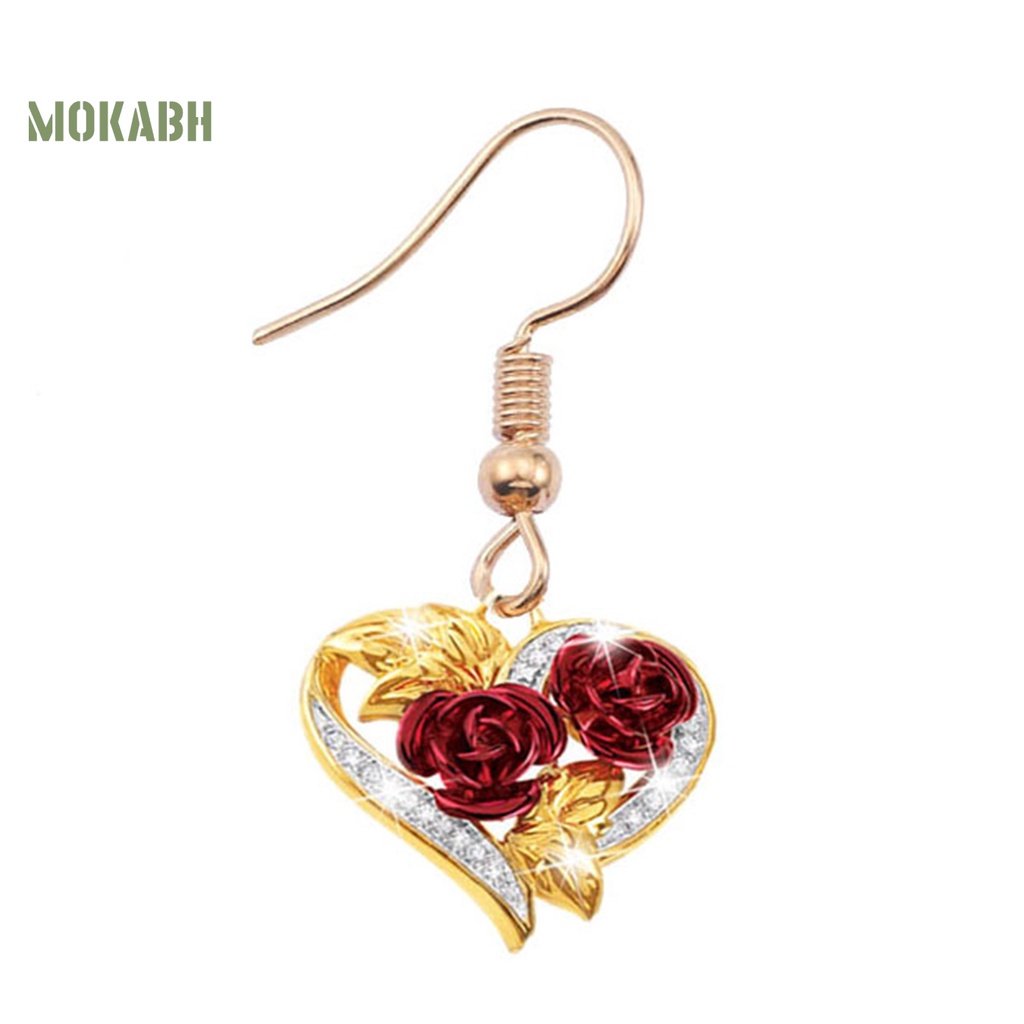 1 Bộ Vòng cổ + Bông Tai Mạ Điện Hình Trái Tim Đính Đá Sang Trọng Cho Nữ