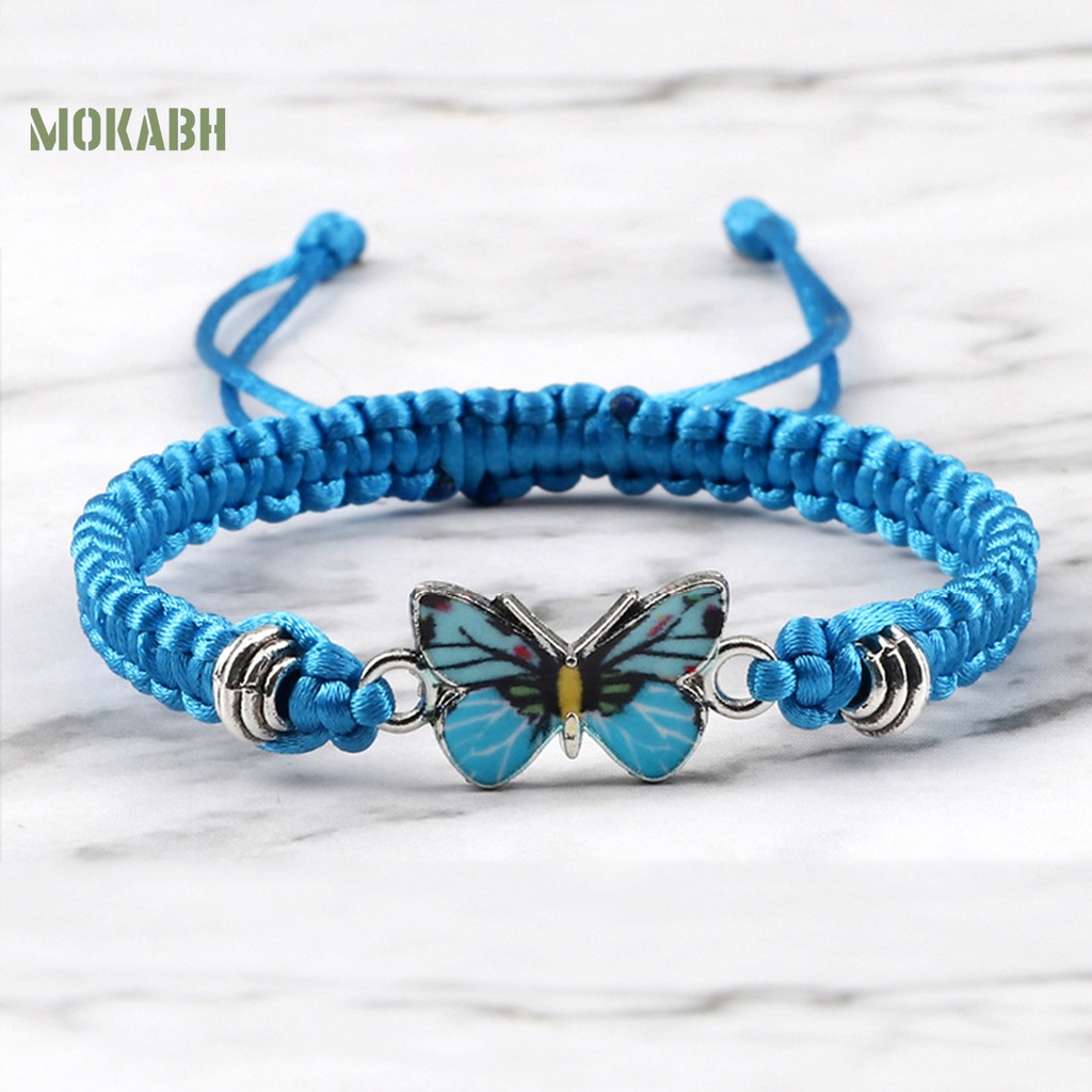 Vòng Tay Dây Bện Nylon Mặt Hình Bướm Thời Trang Có Thể Điều Chỉnh Cho Cặp Đôi