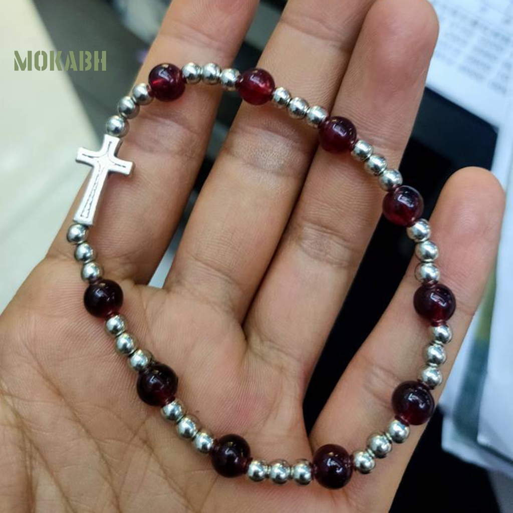 Vòng Tay Chuỗi Hạt Màu Tím / Bạc Co Giãn Thời Trang Cho Nữ