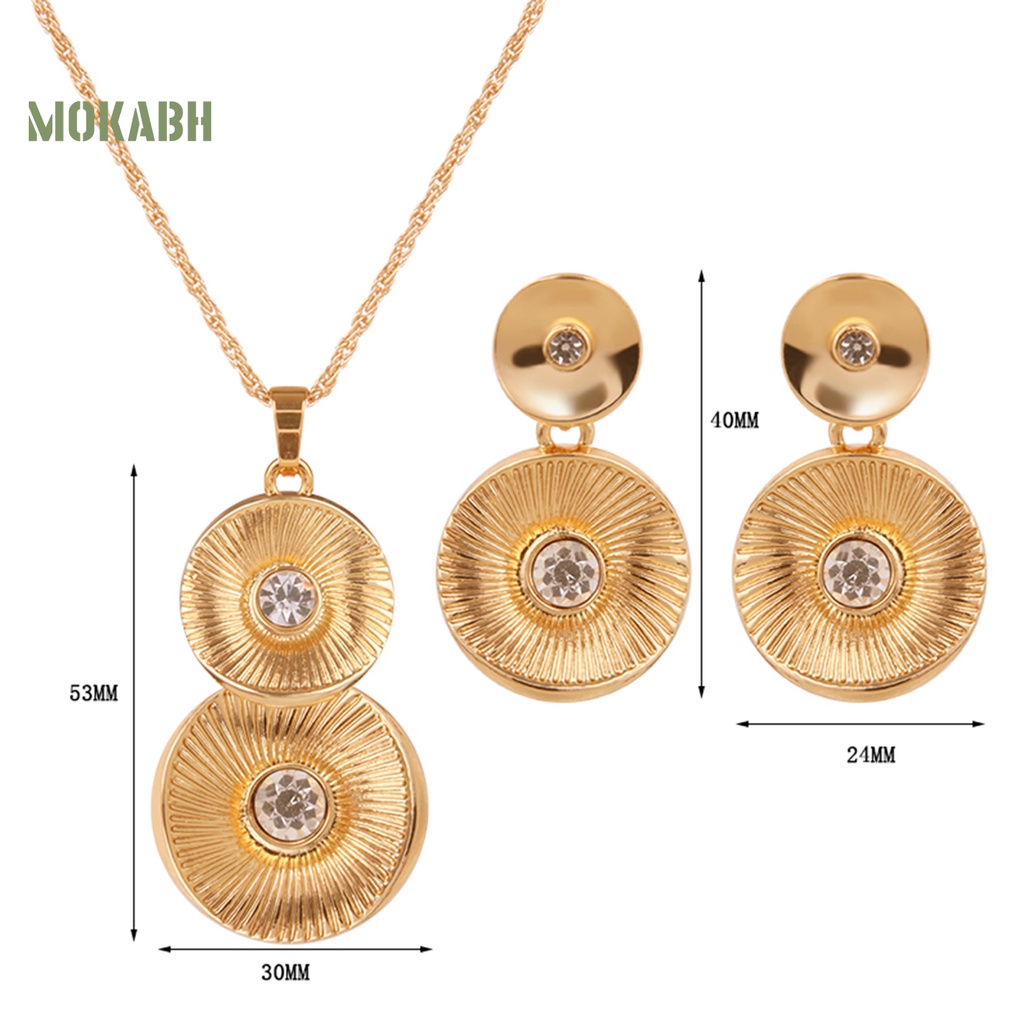 1 Bộ Vòng cổ + Bông Tai Mạ Niken Đính Pha Lê Nhân Tạo Kiểu Hình Học Phong Cách Cổ Điển Thời Trang