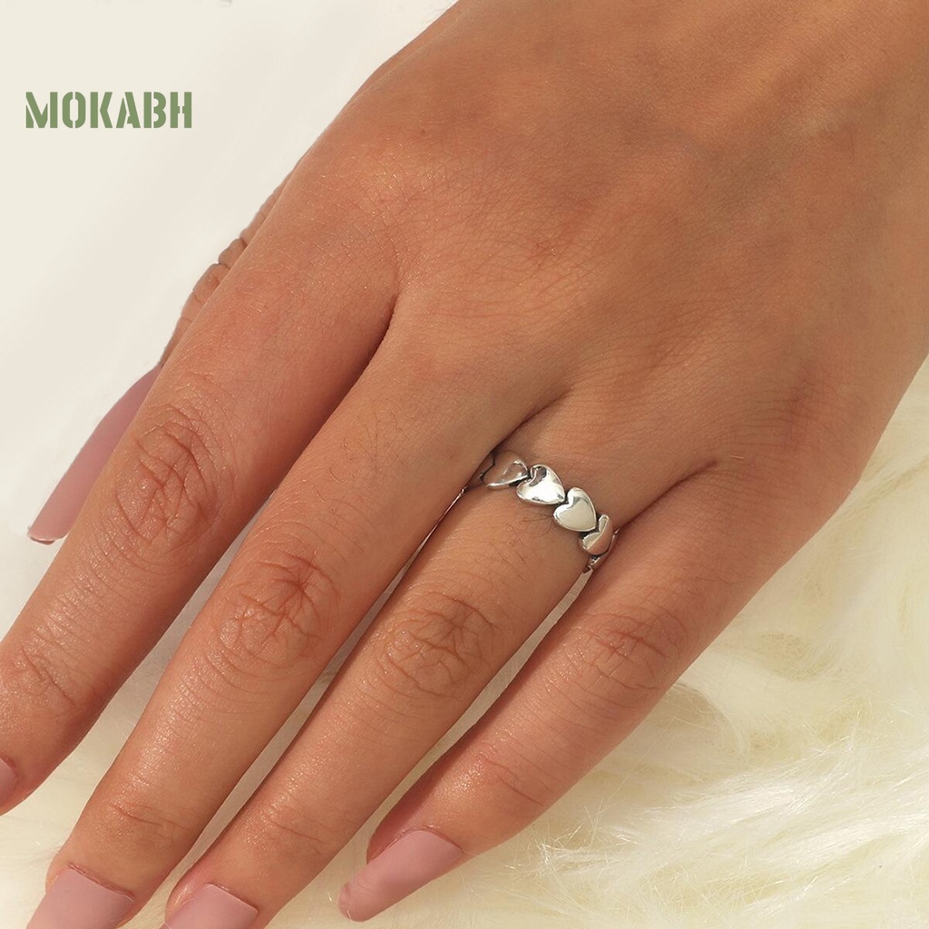 Nhẫn Hình Trái Tim Nhỏ Màu Bạc Không Gây Dị Ứng Phong Cách Cổ Điển Thời Trang Cho Nữ