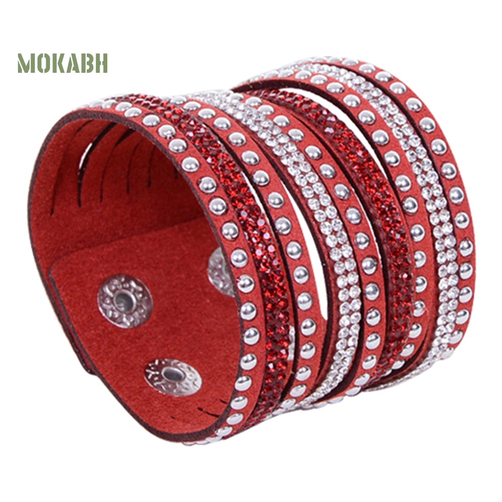 Vòng Tay Nhung Nhiều Lớp Đính Đinh Tán Cá Tính Cho Nữ