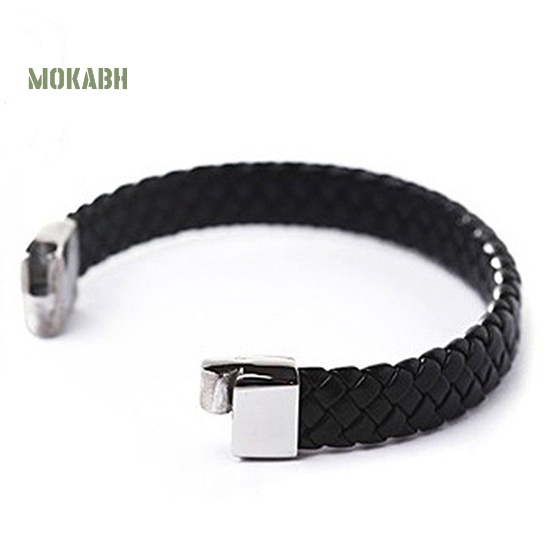 Vòng Tay Giả Da Bện Dây Khóa Hợp Kim Phong Cách Vintage Cho Nam