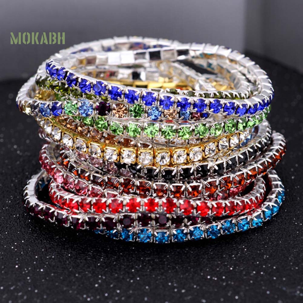 Vòng Tay Một Hàng Dát Đá Co Giãn Sang Trọng Cho Nữ