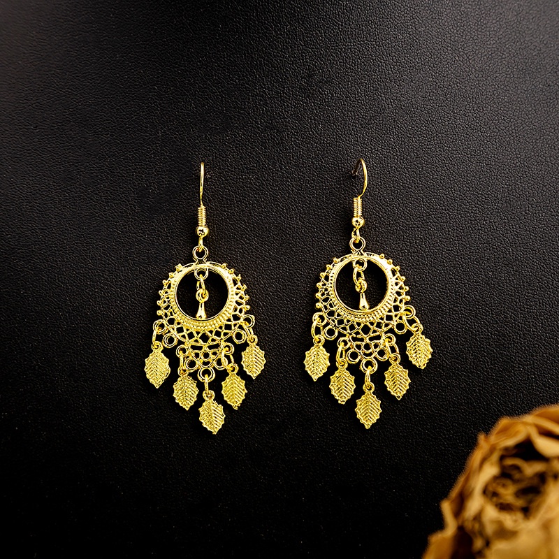 1 Cặp Bông Tai Tua Rua Hình Chim Công Phong Cách Bohemian