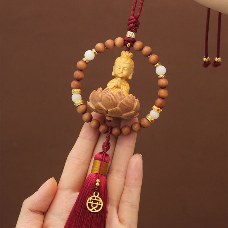 Mặt Dây Chuyền Gỗ Đào Phật Giáo Cao Cấp Treo Kính Chiếu Hậu Xe Hơi Trang Trí Nội Thất Cho Nam Và Nữ