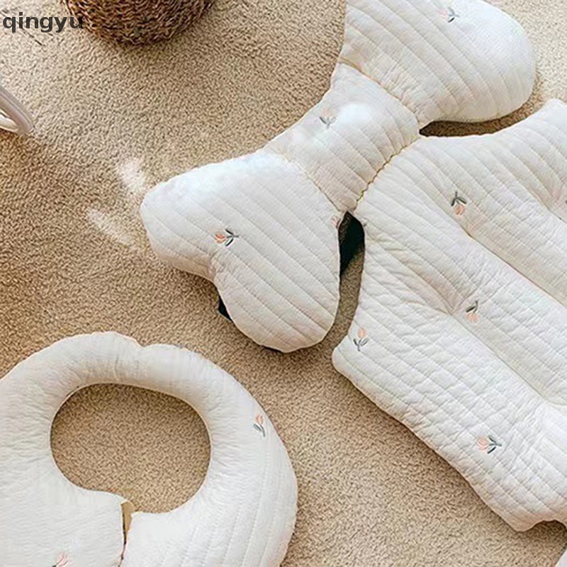 Đệm Cotton Dày Dặn Thêu Họa Tiết Lót Xe Đẩy Em Bé Mùa Thu Đông