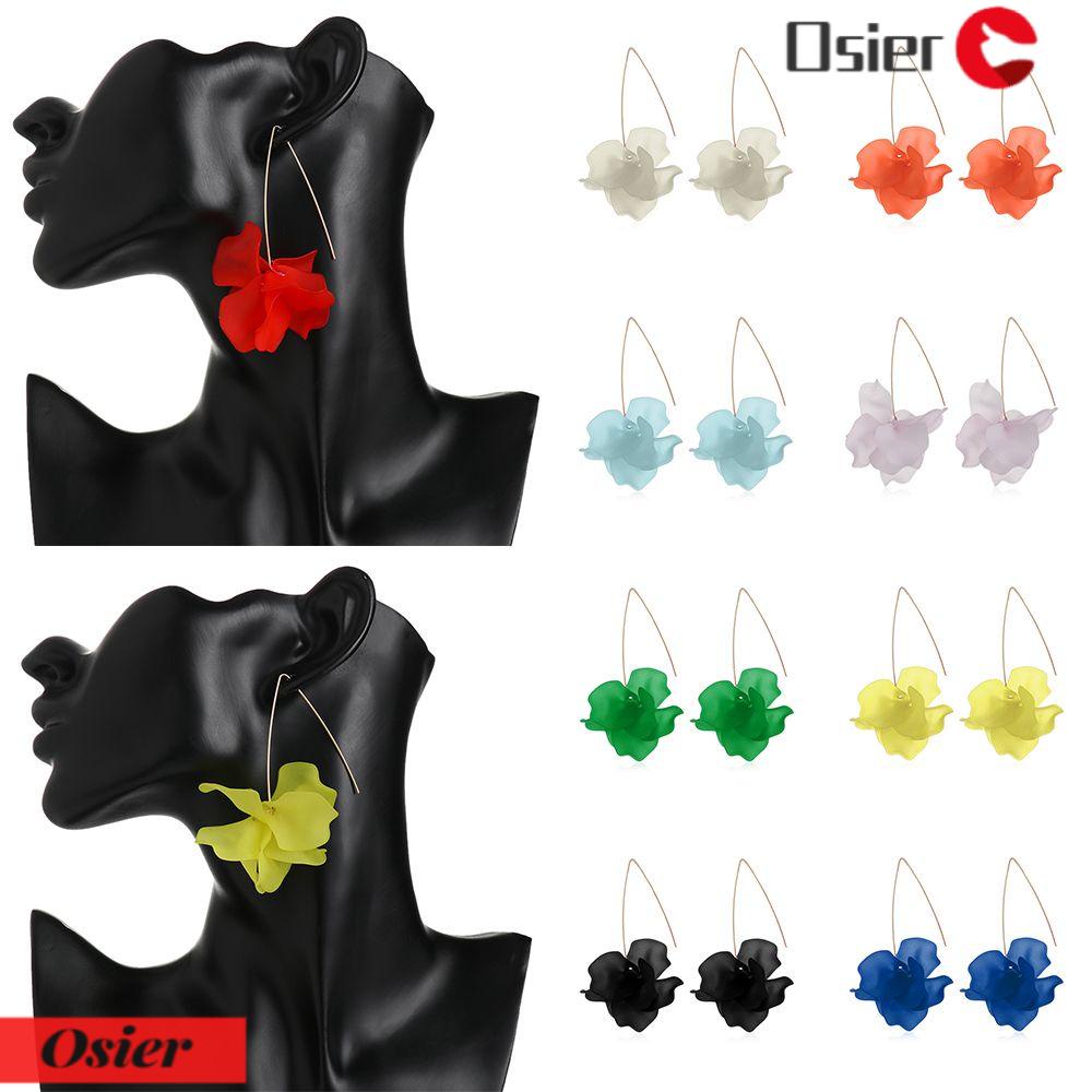 1 Bông Tai Dáng Dài Hình Hoa Thanh Lịch Handmade Thời Trang Cho Nữ